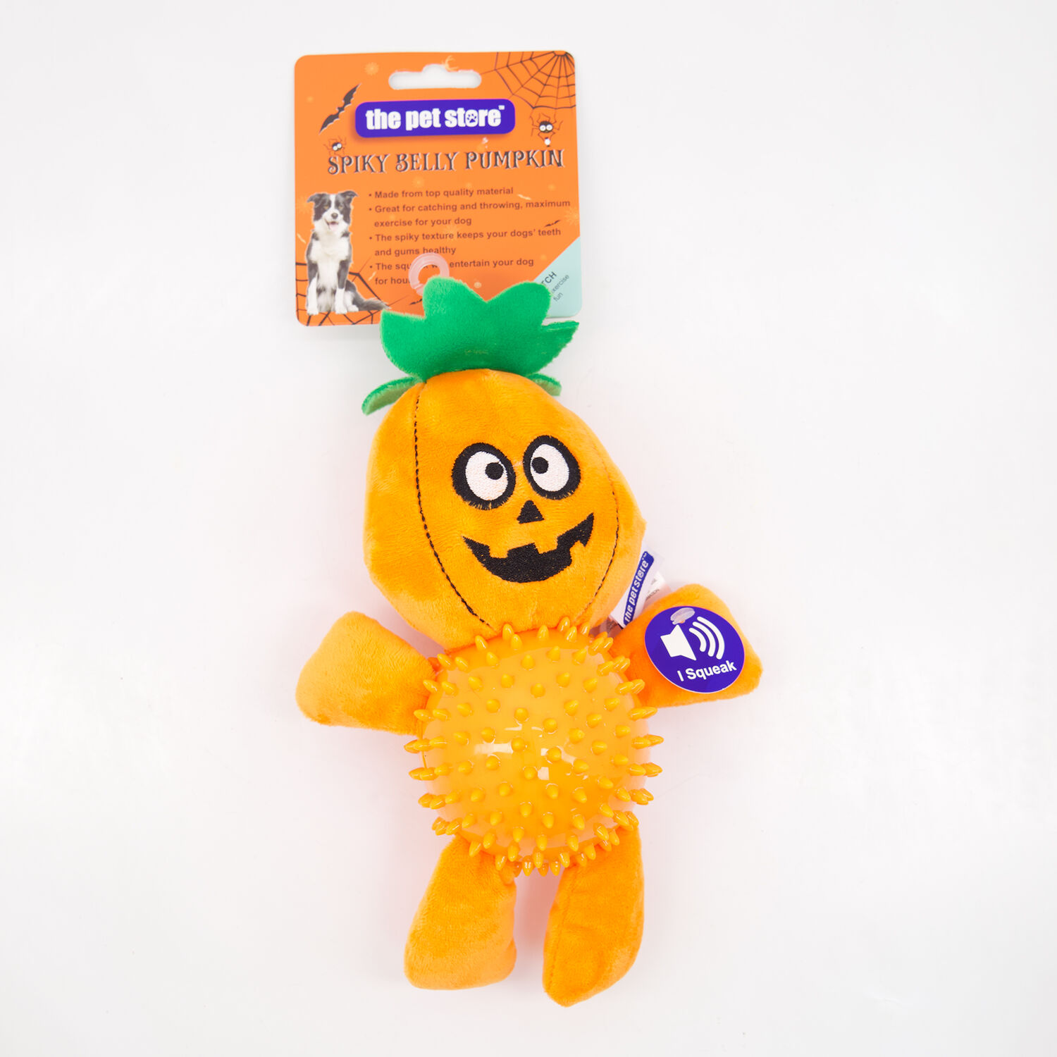 The Pet Store Spiky Belly Pumpkin Squeaky Dog Toy