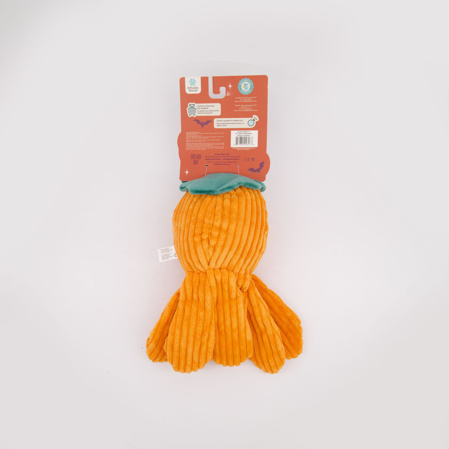 Giftable World Jumbo Pumpkin Plush Dog Toy 2