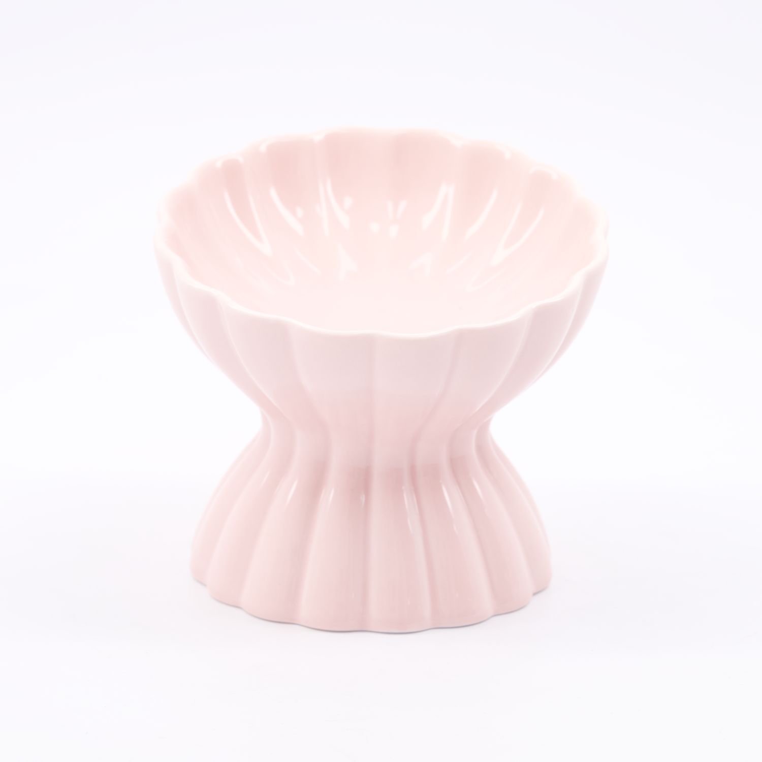 Blush Pink Fluted Ceramic Pedestal Bowl