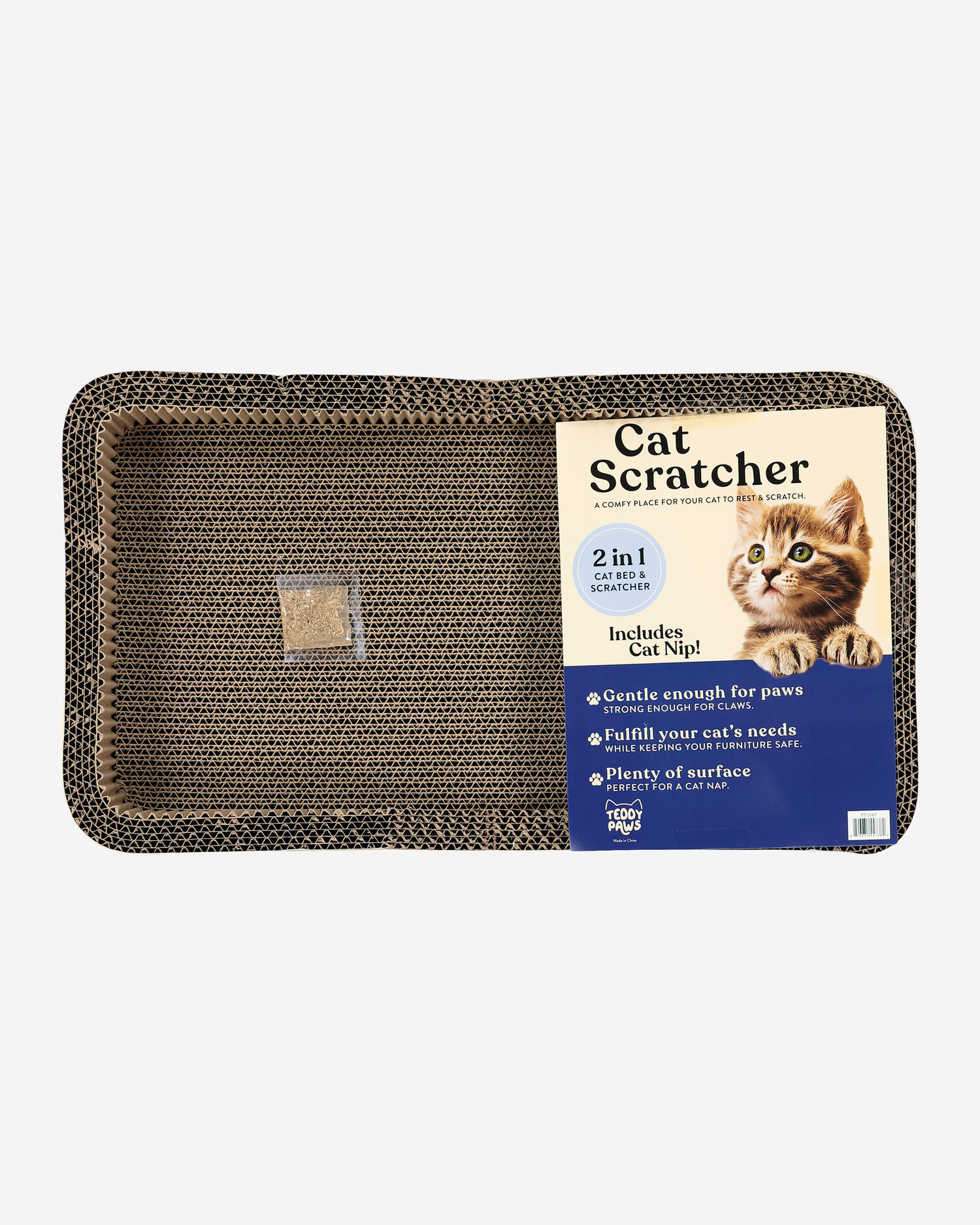 Teddy Paws 2-in-1 Cat Scratcher Bed with Catnip