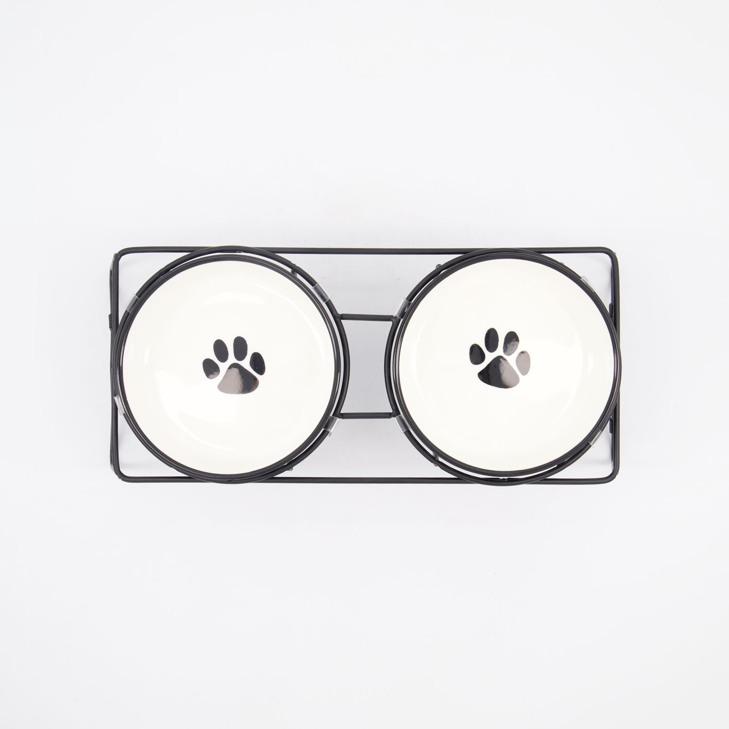 Raised Double Pet Feeding Bowl Set with Metal Stand 2