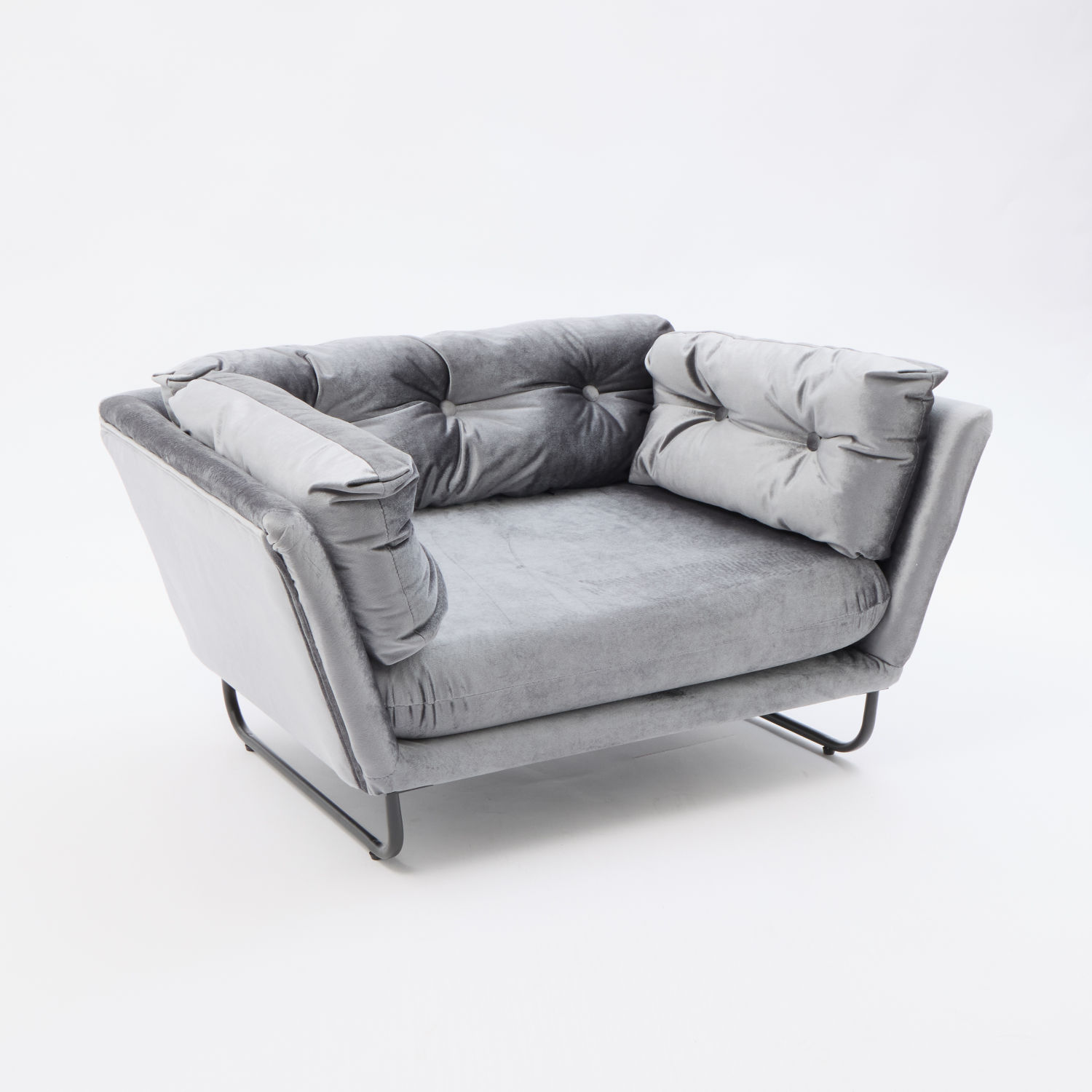 Luxury Velvet Raised Pet Sofa Bed - Grey