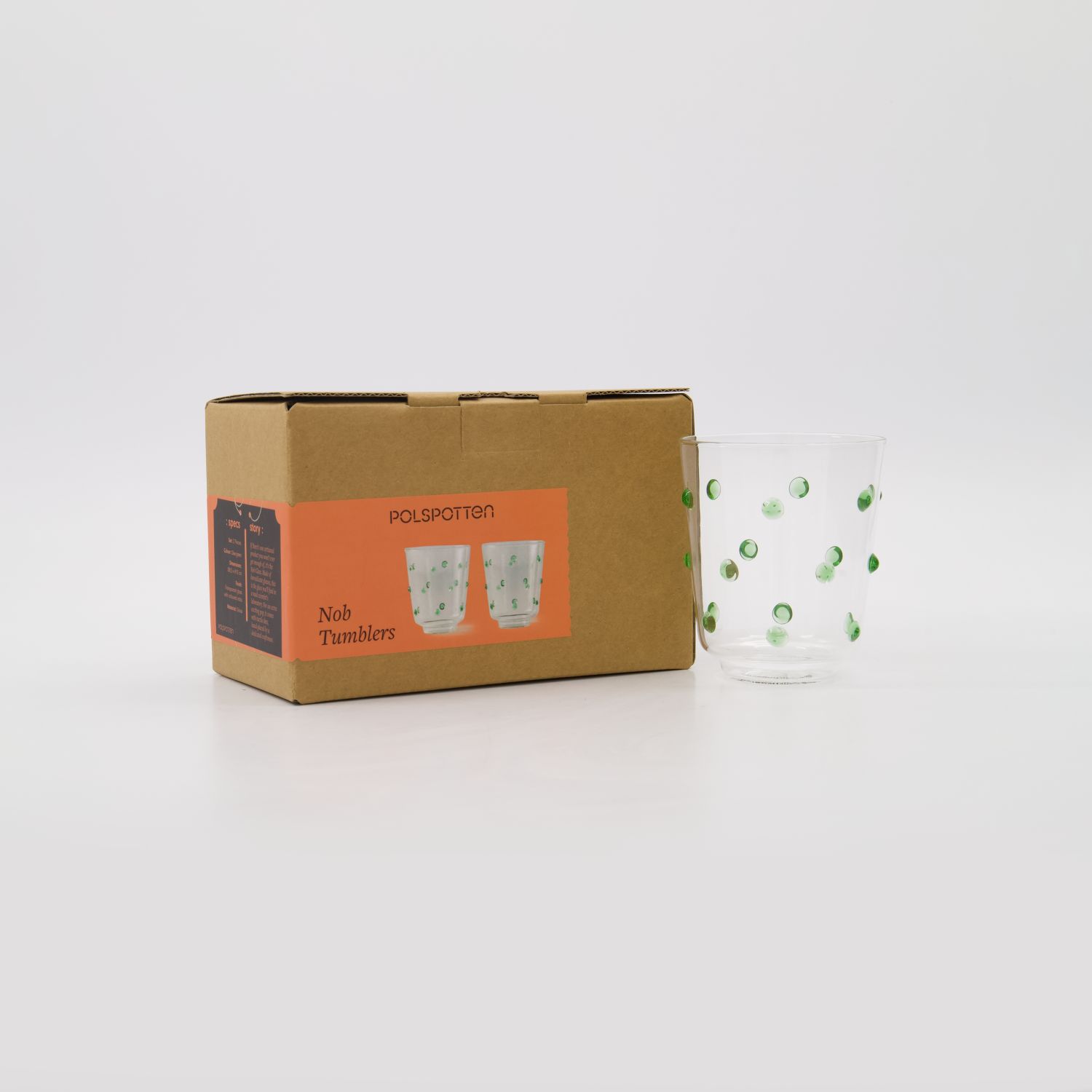 Pols Potten Nob Tumbler Glass Set - Green Spot Design