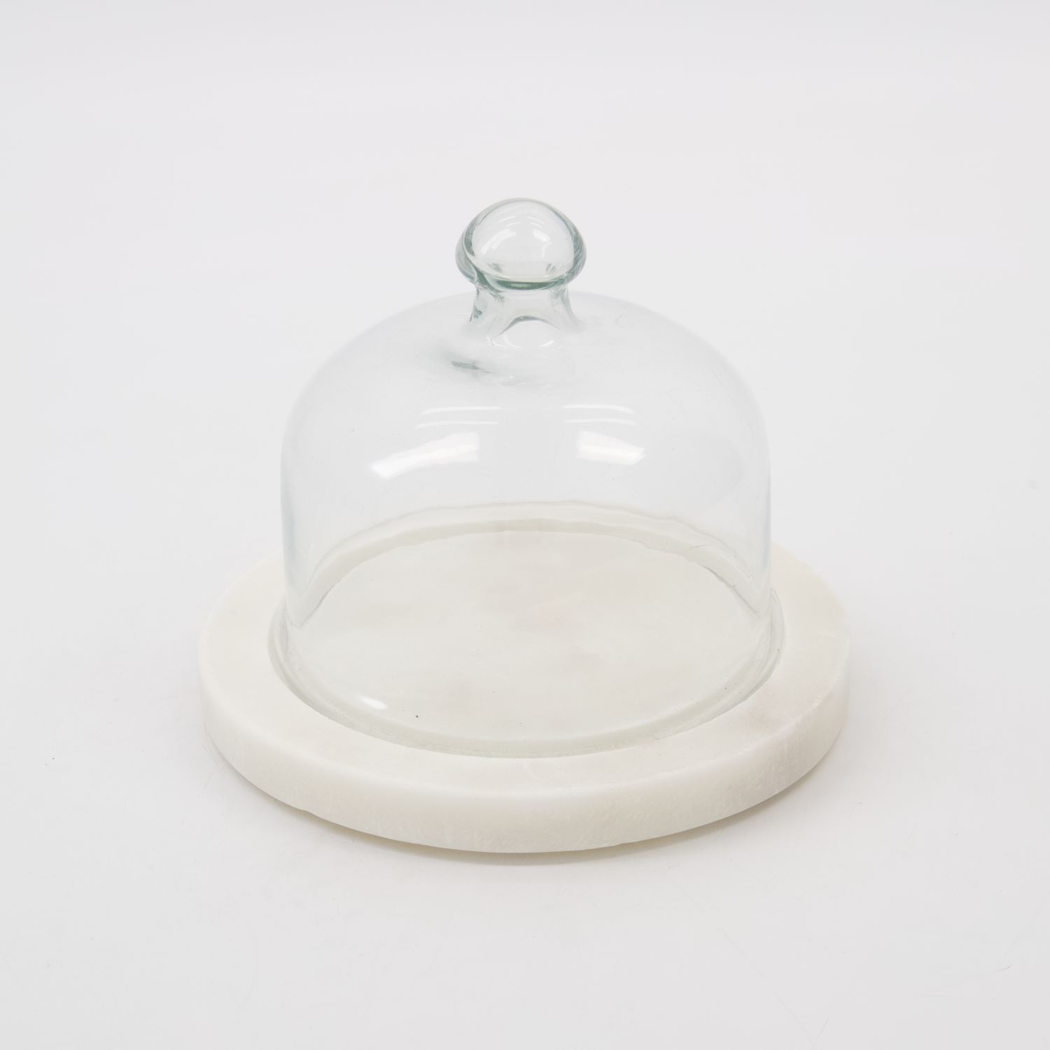 Glass Cloche with White Marble Base