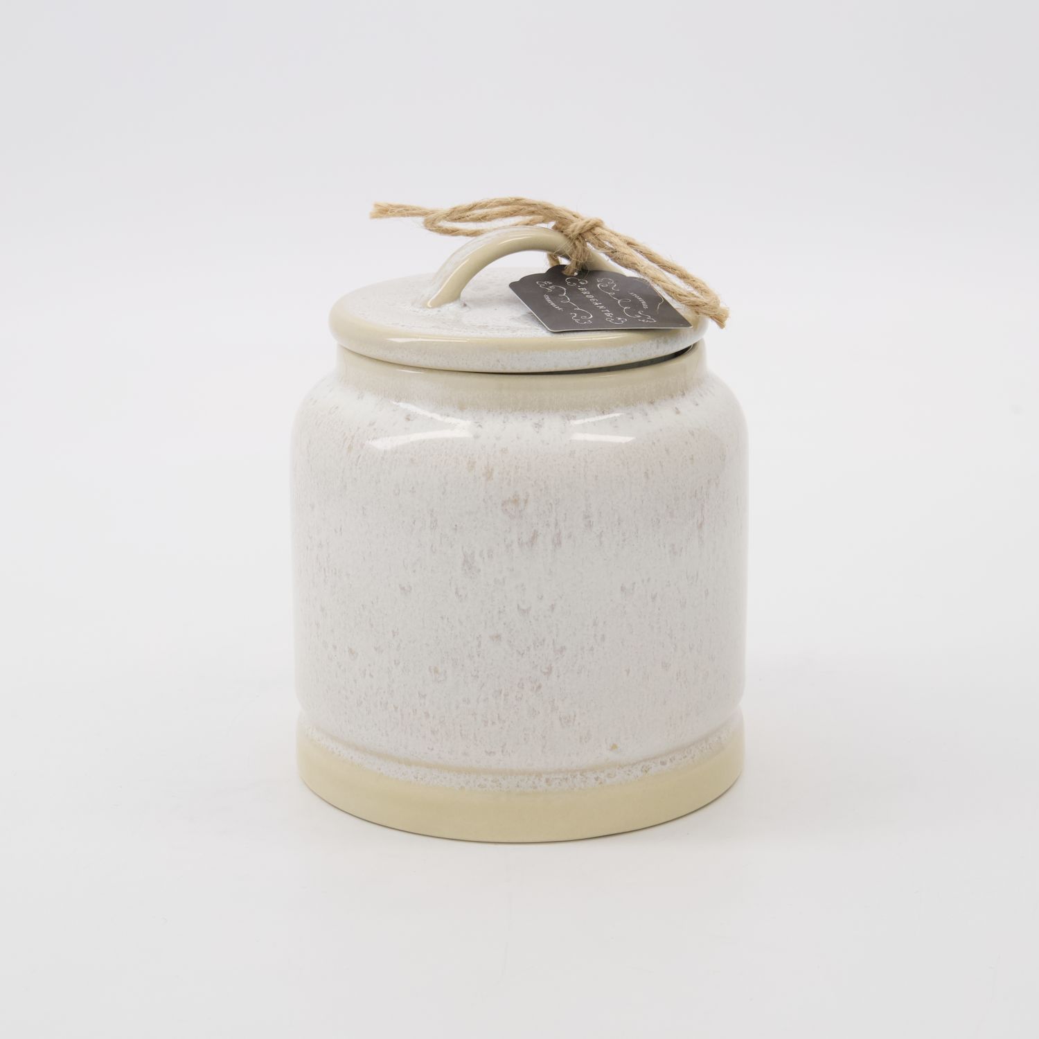 Rustic Ceramic Storage Jar with Lid - Cream