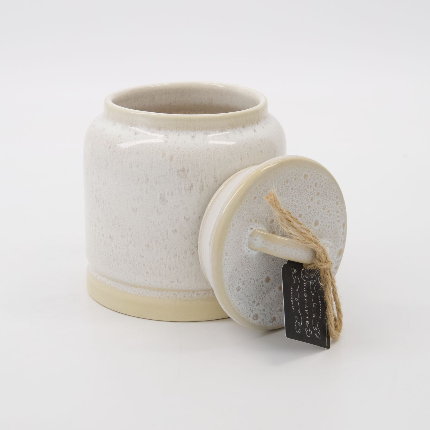 Rustic Ceramic Storage Jar with Lid - Cream 2