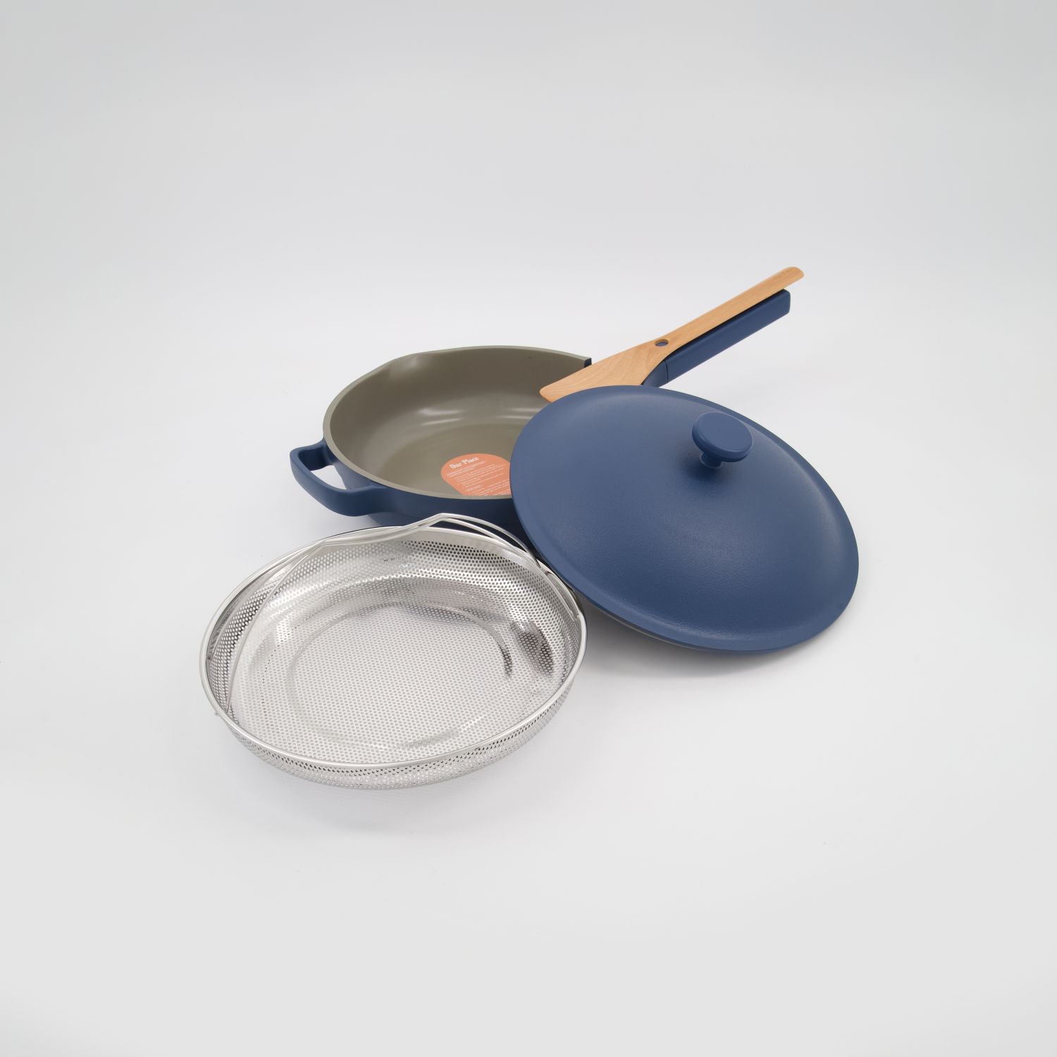 Blue Cast Iron Casserole Frying Pan with Lid 2