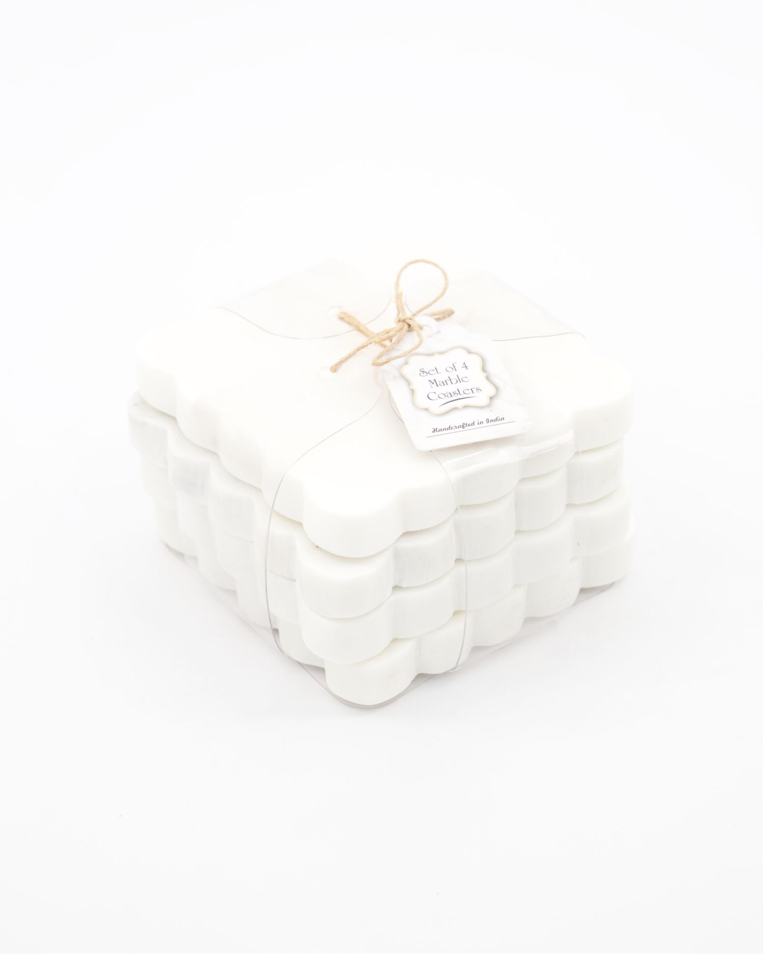 Set of 4 White Marble Coasters