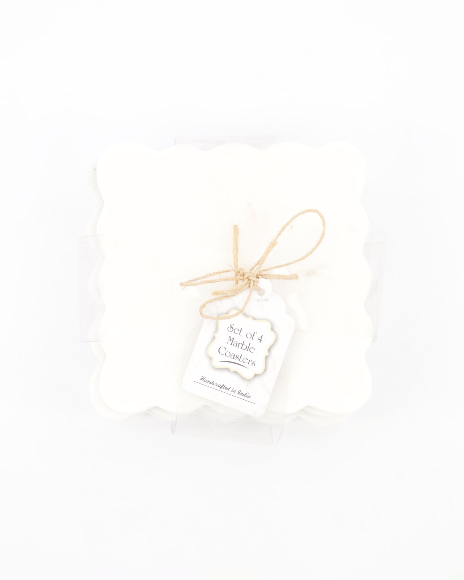 Set of 4 White Marble Coasters 2