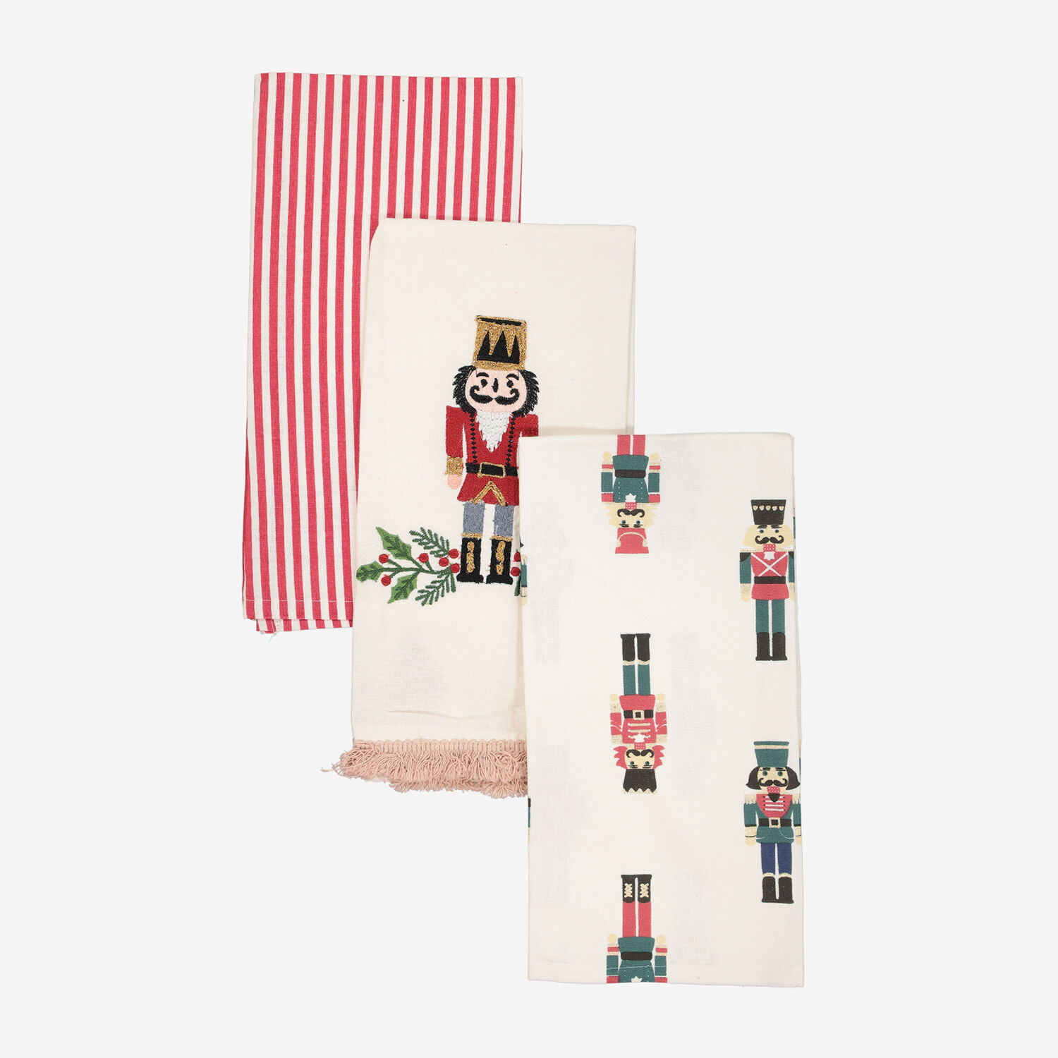 Nutcracker & Candy Stripe Tea Towels Set of 3